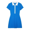 Women's Knit Polo Dress Short Sleeve Slim Fit Pleated Mini Dress Contrast Color Collar Bodycon Summer Dress Party Elegant Style