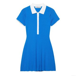 Women's Knit Polo Dress Short Sleeve Slim Fit Pleated Mini Dress Contrast Color Collar Bodycon Summer Dress Party Elegant Style