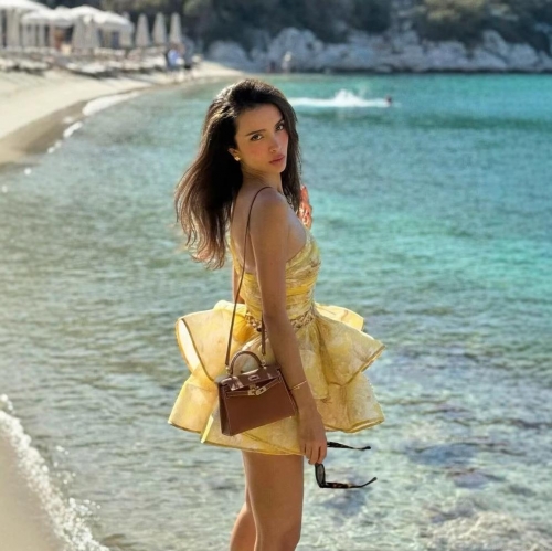 Women Sexy One Shoulder Floral Mini Dress 100% Polyester Waist Hollow Out Ruffle Layered Beach Vacation Summer Sundress for Women