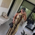 Women's Elegant Gold Marble Print Pleated Maxi Dress Halter Neck Sleeveless Slim Fit Party Evening Gown