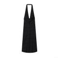 Women's Elegant Polka Dot Halter Dress Sexy Backless V Neck Midi Bodycon Dress Summer Sleeveless Party Vacation Evening Polyester Dress For Ladies