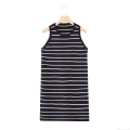 Stripe Knit Sleeveless Crew Neck Mini Dress Cotton Spandex Blend Casual Slim Fit Bodycon Dress For Women Daily Vacation Fashion Sleeveless Short Dress