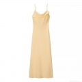 Women's Elegant Light Yellow Satin Camisole Maxi Dress Cowl Neck Backless Tie Up Spaghetti Strap Sexy Solid Color Sleeveless Party Evening Long Dress