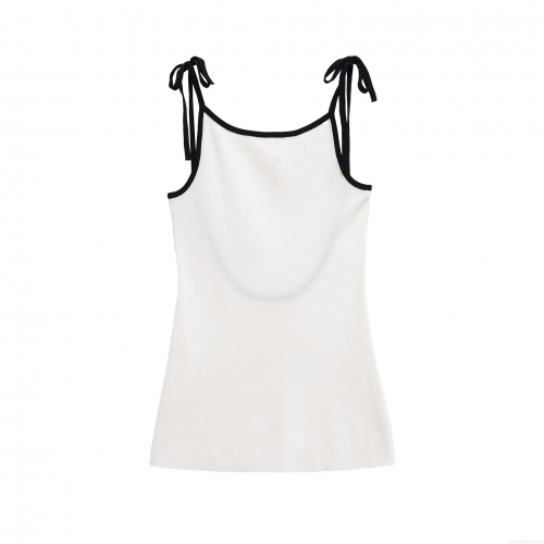 Women's Contrast Bow-knot Knit Mini Dress Mercerized Cotton Polyester Slim Fit Camisole Short Dress For Party Dating Socialite Elegant Style