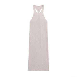 Women's Halter Neck Knit Maxi Dress Elegant Sleeveless Backless Solid Color Textured Yarn Long Dress For Vacation Summer Beach Party