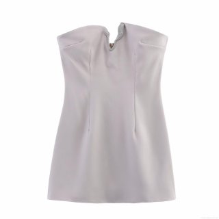 Women's Sexy Strapless Mini Dress Rhinestone V-Notch Detail Polyester Bodycon Evening Party Short Dress Clubwear For Ladies