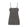 Sexy Women's Glitter Spaghetti Strap Mini Dress Sparkly Bodycon Party Dress Sleeveless Lurex Nightclub Dress For Party Evening Clubwear