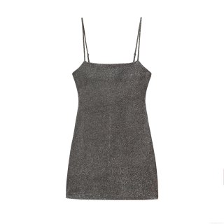 Sexy Women's Glitter Spaghetti Strap Mini Dress Sparkly Bodycon Party Dress Sleeveless Lurex Nightclub Dress For Party Evening Clubwear