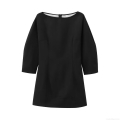 Elegant Boat Neck Midi Dress For Women Waist Thinning Slim Fit A-Line Evening Dress Polyester Solid Color Nine-Quarter Sleeve Sexy Party Cocktail Wear
