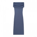 Elegant Off-Shoulder Ribbed Knit Maxi Dress Women's Solid Color Slim Fit Sleeveless Party Evening Long Bodycon Dress