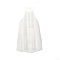 Women Elegant White Halter Backless Layered Dress Sleeveless Pleated Tencel Mini Dress Summer Party Vacation Celebrity Style Sexy Tiered Sundress