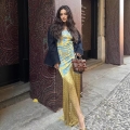 Bohemian Sleeveless Maxi Dress With Long Gold Tassels Paisley Print V-Neck Polyester Slim Fit Elegant Party Dress For Women Vacation Beach Evening Wear