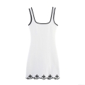 Women's White Slip Mini Dress Cotton Blend Contrast Trim Black Floral Embroidery Pearl Embellished Sexy Bodycon Dress For Party Summer Vacation Elegant