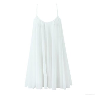 Women's Sexy White V-Neck Spaghetti Strap Mini Dress Summer Pleated Chiffon A-Line Sundress For Vacation Party Elegant Sleeveless Short Dress