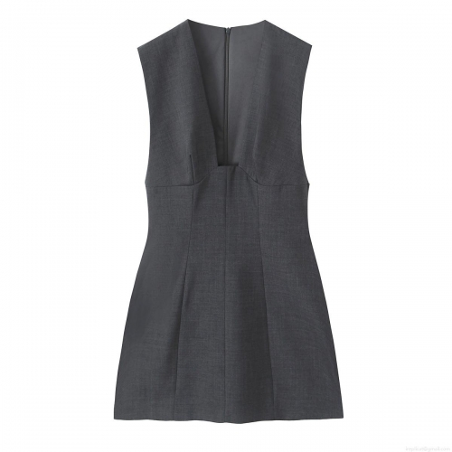 Women's Elegant Deep V-Neck Sleeveless Mini Dress Slim Fit Polyester Bodycon Short Dress Socialite Style Sexy Party Dress For Women