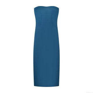 Women Elegant Satin Strapless Maxi Dress Back Slit Slim Fit Solid Color 100% Polyester Woven Long Vacation Party Evening Tube Dress