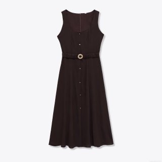 Women's Elegant Square Neck Sleeveless Midi Dress Acetate Satin Vacation Style A-Line Dress With Rhinestone Buckle Belt For Summer Party Fashion Lady