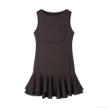 Women's Elegant Sleeveless Mini Dress Round Neck Layered Ruffle Hem Woven Polyester Blend Fabric Casual Vacation Party Dress