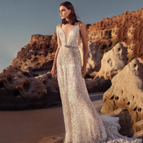 Women Elegant V-Neck Sequin Evening Dress Sexy Sleeveless Spaghetti Strap Floor-Length Maxi Party Gown For Wedding Banquet Prom Silver Champagne Bodycon Luxury Formal Dress