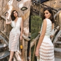 Women's Sexy Deep V-Neck Backless White Crochet Midi Dress Bohemian Hollow Out Mesh Knitted Beach Vacation Sleeveless Solid Dress