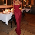 Women's Sexy Corset Draped Maxi Dress Sleeveless Spaghetti Strap Bodycon Satin Evening Party Dress Long Formal Gown Slim Fit Evening Dress