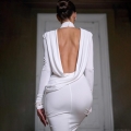 Women Elegant Elegant Backless Fishtail Maxi Dress Long Sleeve Half High Neck Sexy Slim Fit Evening Party Banquet Formal Gown Milk Silk Polyester Solid Color Bodycon Long Dresses