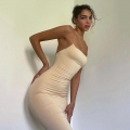 Women Summer Sexy Backless Split Maxi Dress Solid Color Halter Bodycon Cami Long Dress For Club Party Vacation Bodycon Slim Fit Dresses