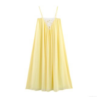 Women's Bohemian Chiffon Camisole Maxi Dress With Lace Patchwork V-Neck Elegant Loose Sleeveless Summer Vacation Long Dress For Women Beach Wear