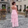Women's Halter Neck Layered Maxi Dress Polyester Backless Tiered Ruffle Chiffon Style Holiday Beach Long Dress Sweet Elegant Summer Party Sundress