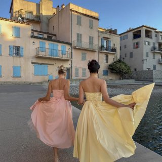 Women's Elegant Strapless Corset Maxi Dress With Fishbone Support Bow Decoration Back Lace-Up Satin-Like Evening Party Ball Gown