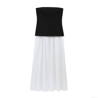 Women's Sexy Off-Shoulder Color-Block Patchwork Maxi Dress Strapless Backless High Waist A-Line Long Dress For Party Streetwear Summer Clubwear Elegant Clothing