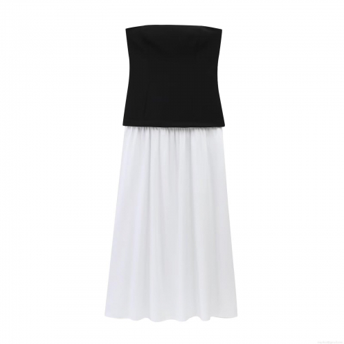 Women's Sexy Off-Shoulder Color-Block Patchwork Maxi Dress Strapless Backless High Waist A-Line Long Dress For Party Streetwear Summer Clubwear Elegant Clothing