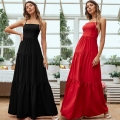 Women's Sexy Backless Tiered Maxi Dress Elegant Cross Back Straps A-line Big Swing Evening Dress Polyester Spandex Summer Vacation Party Sundress for Women