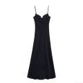 Women's Sexy Satin Slip Maxi Dress V Neck Sleeveless Slim Fit Backless Long Cami Evening Party Dress