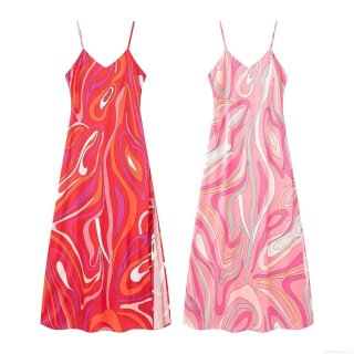 Women's Backless Halter Neck Maxi Dress 100% Polyester Geometric Swirl Print Sleeveless Camisole Long Dress Party Vacation Evening Street Style