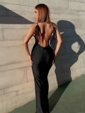 Women Sexy Backless Spaghetti Strap Maxi Dress High Stretch Milk Silk Bodycon Ruched Long Dress For Summer Party Evening Lady