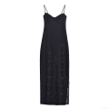 Women's Sexy Lace Splicing Hollow Out Spaghetti Strap Maxi Dress Elegant V-Neck Sleeveless Backless Party Evening Long Dress