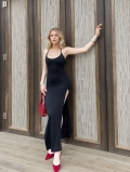 Women Sexy High Split Maxi Dress Backless Spaghetti Strap Slim Fit Polyester Spandex Bodycon Long Dress For Party Club Nightwear Solid Color Evening Gown