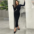 Women's Elegant Bodycon Maxi Dress Long Sleeve with Thumb Holes Polyester Spandex Solid Color Slim Fit Floor Length Dress for Club Party