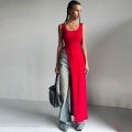 Women's Sleeveless High Slit Maxi Dress Sexy Asymmetrical Bodycon Long Dress Polyester Spandex Summer Streetwear Party Clubwear Solid Color