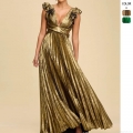 Women's Metallic Backless Pleated Maxi Dress Sexy Deep V-Neck Cross Tie Ruffle Strap Polyester Long Dress For Party Evening Clubwear Solid Color High Waist Elegant Lady Gown