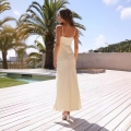 Elegant Women's Satin Cami Maxi Dress Sexy Backless High Slit Evening Gown For Wedding Party Vacation Summer Solid Color Silk-Like Long Dress