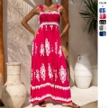 Women's Bohemian Floral Print Maxi Dress 95% Polyester Smocked Bodice Spaghetti Strap Summer Beach Vacation Ruffle Long Dress