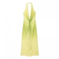 Women's Sexy Halter Backless Maxi Dress Yellow Green Gradient Chiffon Bodycon Long Dress With Twist Knot For Summer Vacation Party Clubwear