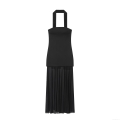 Women's Halter Neck Maxi Dress Sexy Mesh Patchwork Pleated Sleeveless Backless Elegant Party Long Dress For Ladies