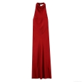 Women's Sexy Halter Neck Satin Maxi Dress Sleeveless Backless Evening Party Socialite Gown Solid Color Polyester Spandex Slim Long Dress