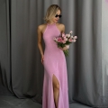 Women's Sexy Halter Neck Maxi Dress Sleeveless Side Slit Knitted Bodycon Long Dress Solid Color Elegant Party Clubwear Summer Fashion