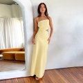 Women's Sexy Backless Cutout Halter Maxi Dress Polyester Spandex Blend Solid Color High Waist Sleeveless Long Dress For Vacation Beach Party Night Out