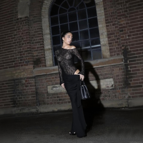 Sexy Off Shoulder Lace Patchwork Maxi Dress Women Long Sleeve Bodycon Elegant Evening Party Club Dress Solid Color Hollow Out Long Gown