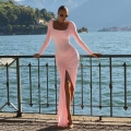 Women's Sexy Bodycon Maxi Dress Square Neck Long Sleeve High Slit Ruched Slim Fit Polyester Spandex Evening Party Dress For Fall Winter